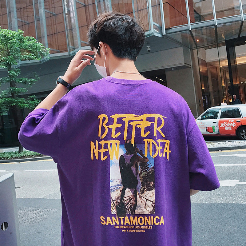 Short Sleeve Men T-shirt Trendy Clothes Summer Loose Half