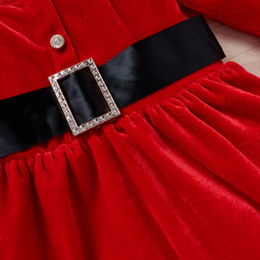 Toddler Baby Girls Christmas Clothes Set Dress Hat Scarf