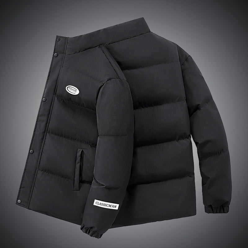 Men And Women Solid Color Stand-up Collar Bread Clothes Loose Cotton Jacket