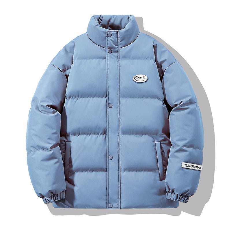 Men And Women Solid Color Stand-up Collar Bread Clothes Loose Cotton Jacket