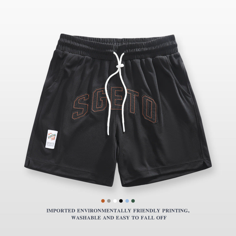 American Casual Sports Men Shorts Cloth Sticker Printing Stylish All-match Loose Three-point Pants