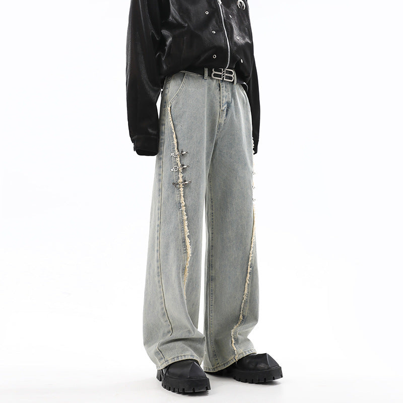 RetroBuckle Raw Hem MenJeans