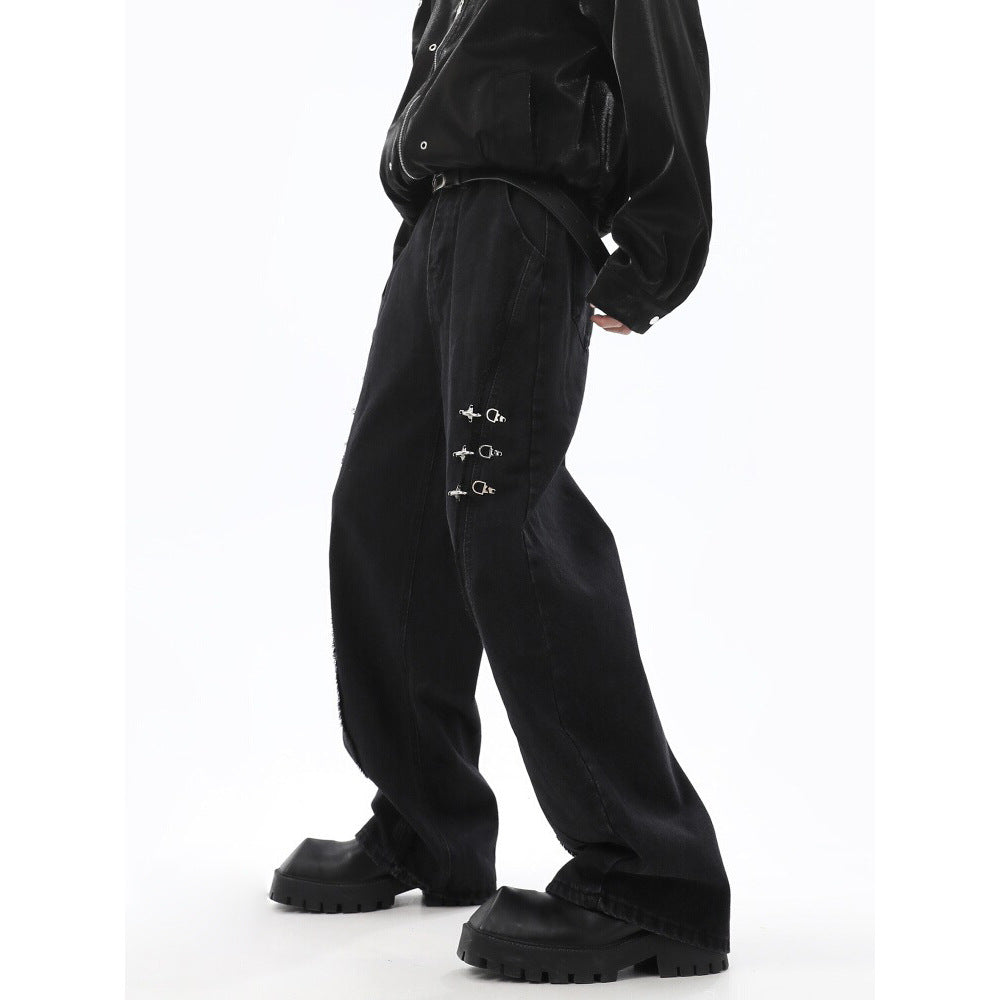 RetroBuckle Raw Hem MenJeans
