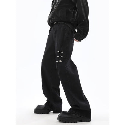 RetroBuckle Raw Hem MenJeans