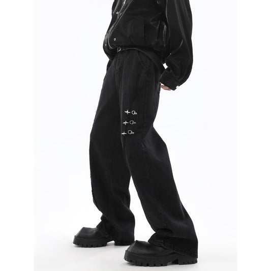 RetroBuckle Raw Hem MenJeans