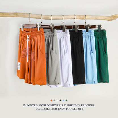 American Casual Sports Men Shorts Cloth Sticker Printing Stylish All-match Loose Three-point Pants