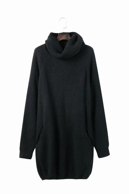 Lapel Loose Slimming And All-matching Pocket Mid-length Sweater