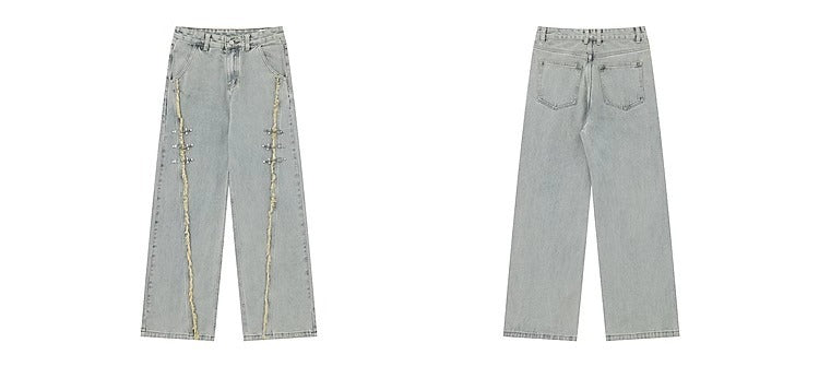 RetroBuckle Raw Hem MenJeans