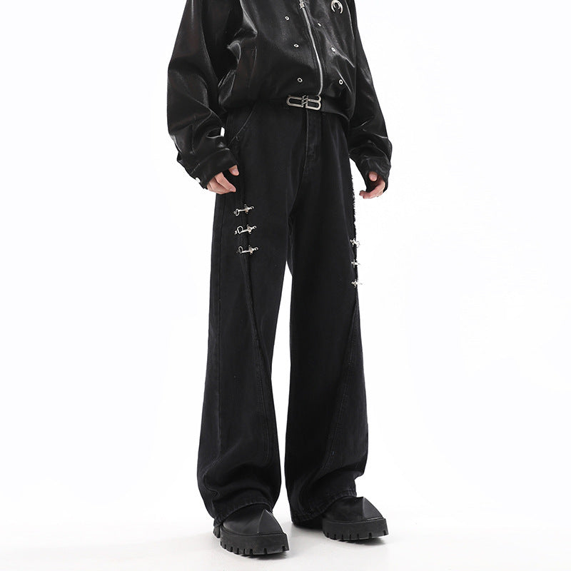 RetroBuckle Raw Hem MenJeans