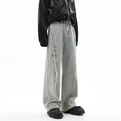 RetroBuckle Raw Hem MenJeans