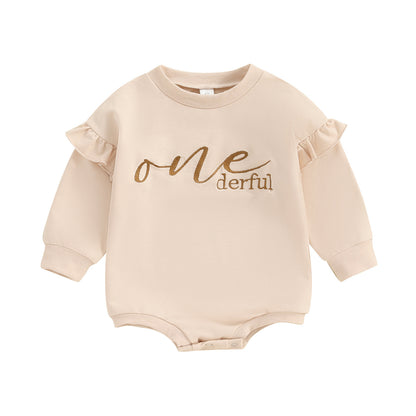 Clothes For Babies Alphabet Embroidery Jumpsuit Long Sleeve Romper