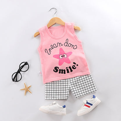 Clothes For Babies Suspenders Cotton Sleeveless Two-piece Suit